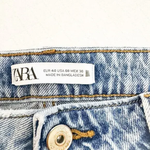 Zara Straight Leg Vintage Wash Denim Jeans Size 8 - Picture 3 of 7